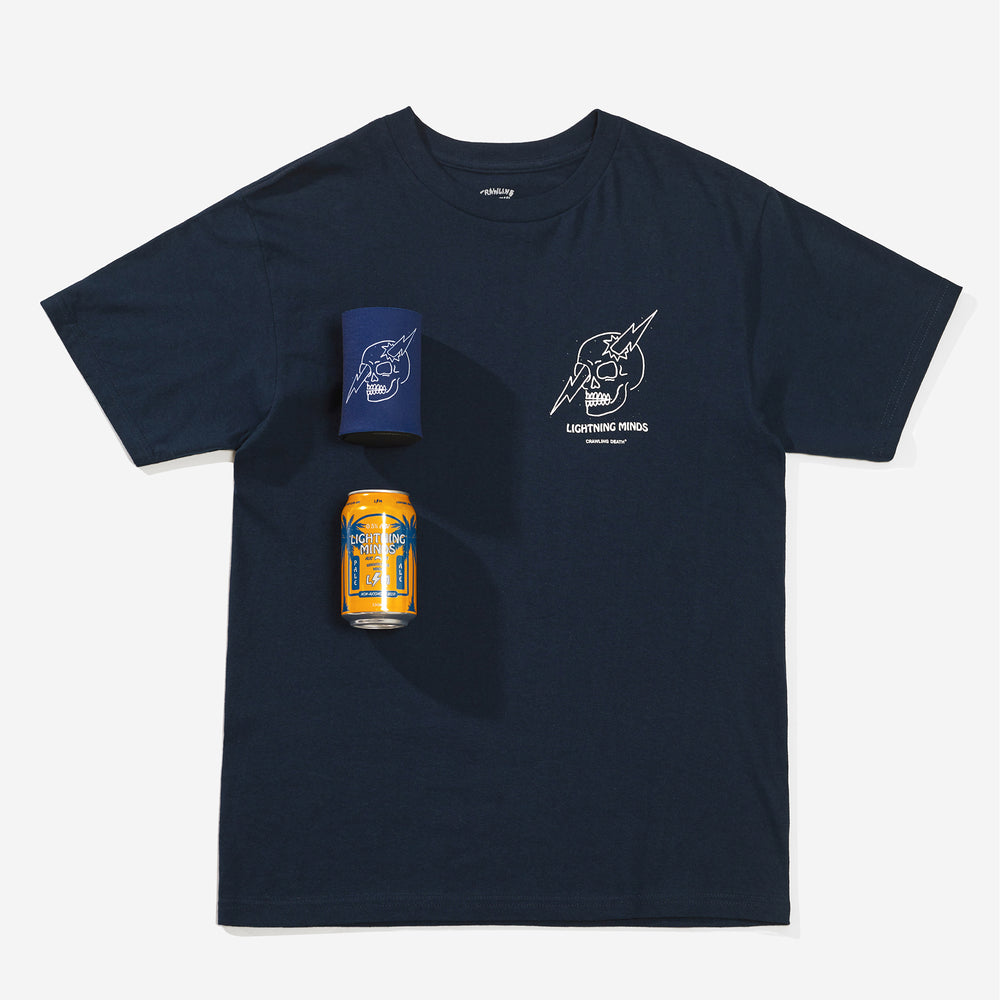 'LIGHTNING MINDS X CRAWLING DEATH TEE NAVY'