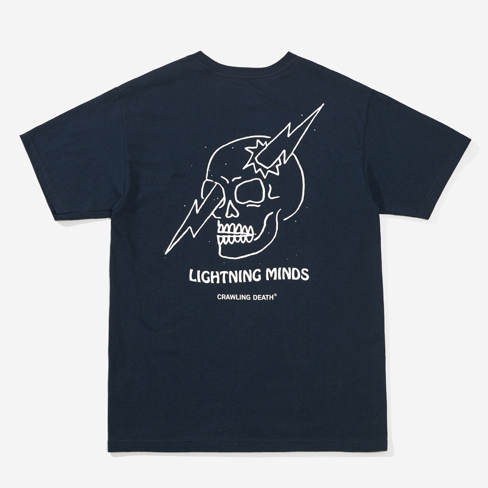 'LIGHTNING MINDS X CRAWLING DEATH TEE NAVY'