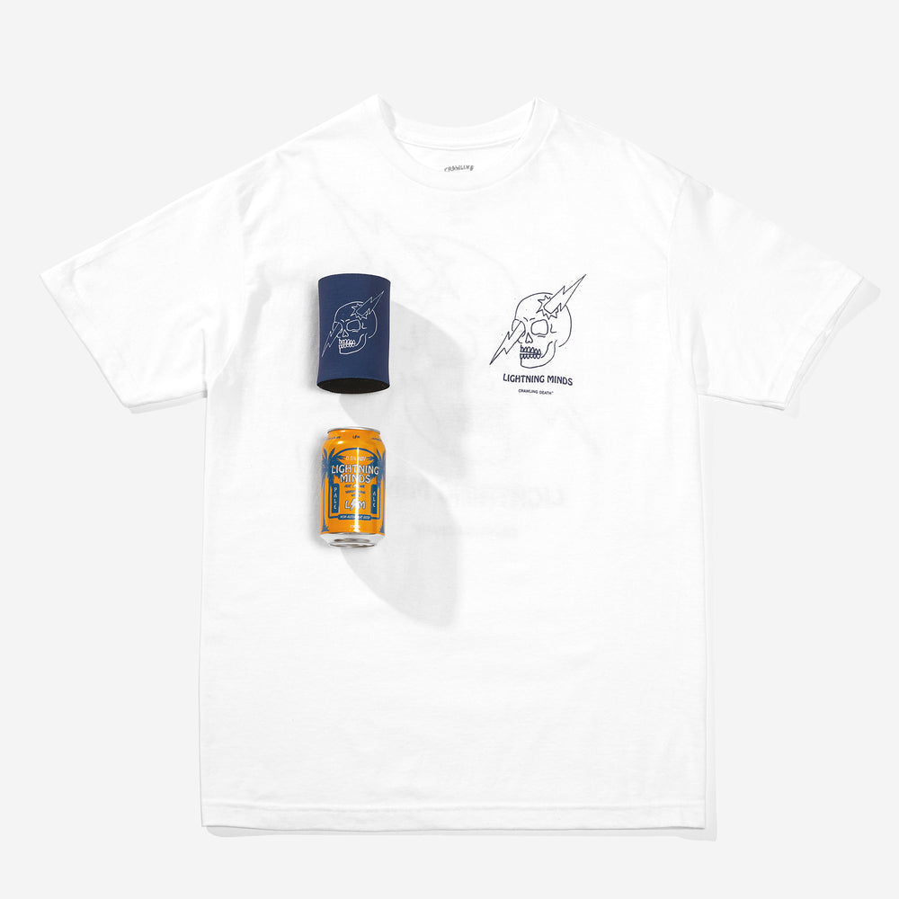 
            
                Load image into Gallery viewer, &amp;#39;LIGHTNING MINDS X CRAWLING DEATH TEE WHITE
            
        