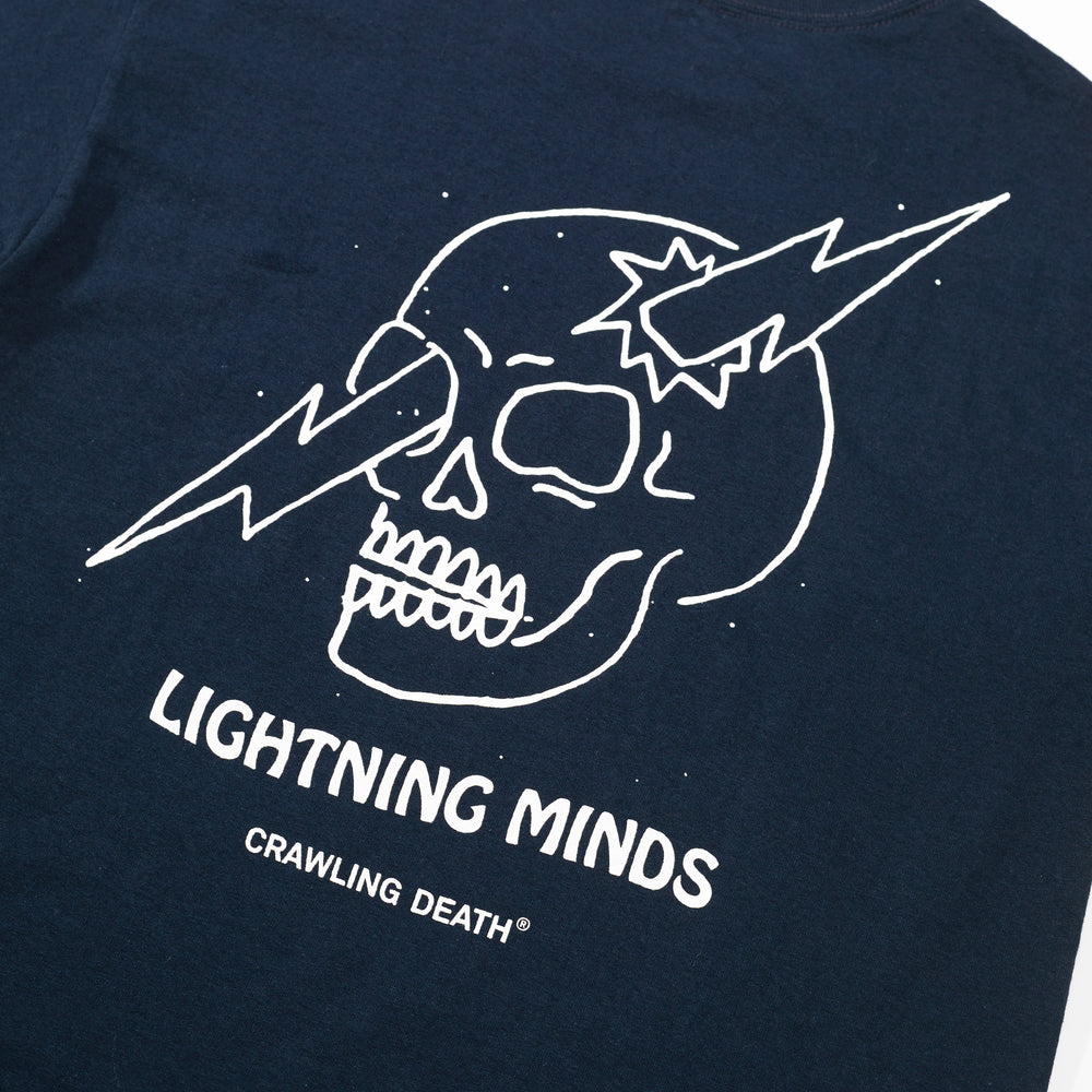 'LIGHTNING MINDS X CRAWLING DEATH TEE NAVY'